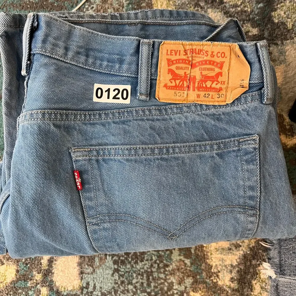 Levis 501 XX Jeans Mens 42x30 Blue Straight Button Fly Medium Wash (38x27) Denim